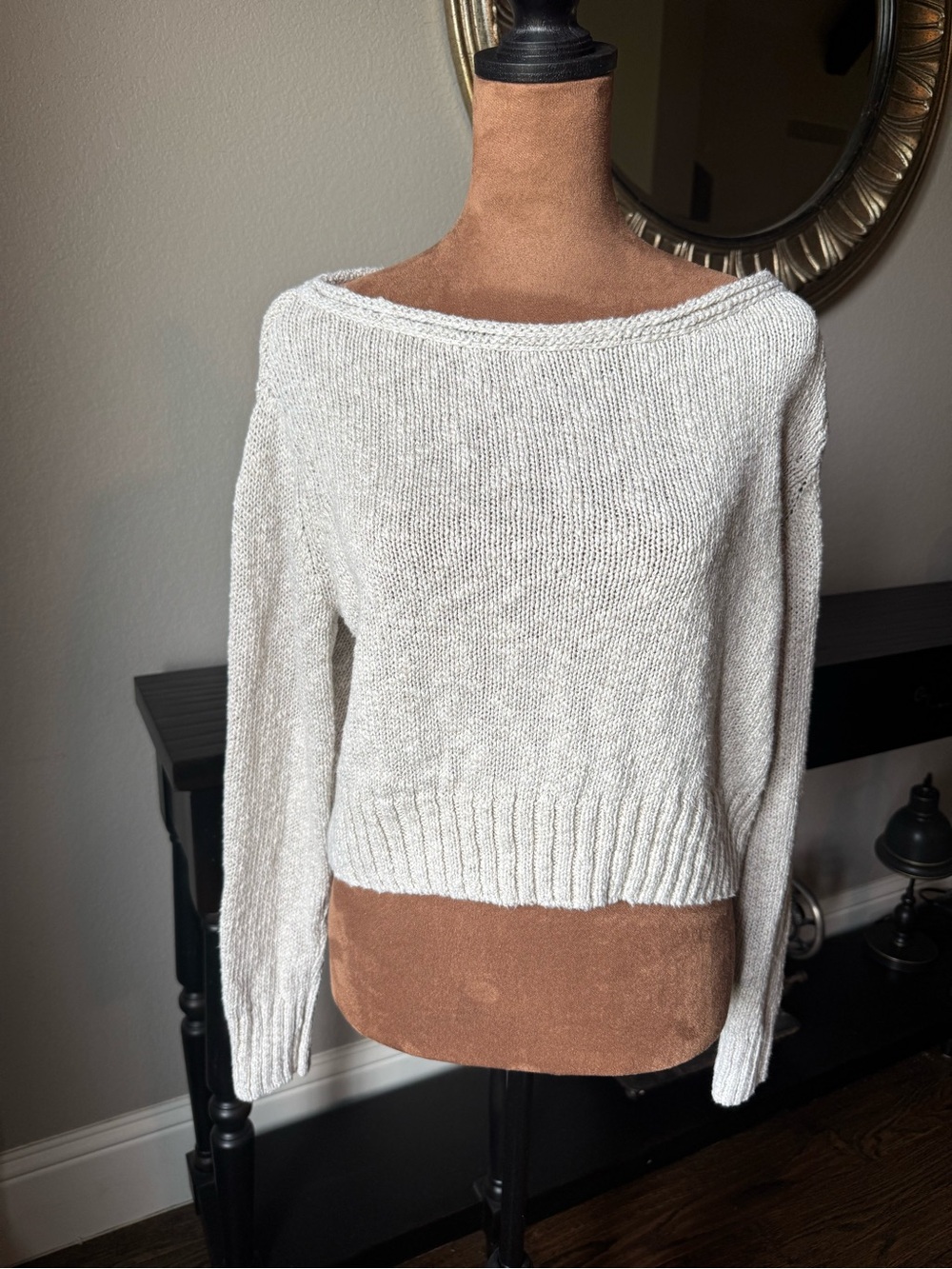 James Perse Linen Cotton blend Off-Shoulder Cropped Sweater Size 0